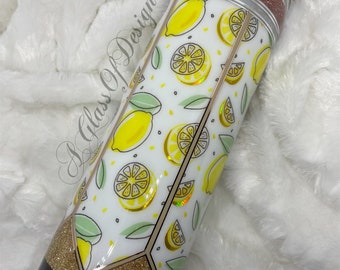 Lemon Pencil glitter tumbler