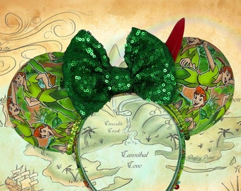 Peter Pan Ears - Never Grow Up, Neverland, Tinkerbell, Pan's the Man, Hook, , Minnie Mouse