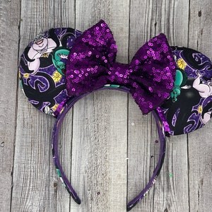Orejas de villana de Úrsula: Minnie Mouse, Halloween, Ariel, La Sirenita, Pulpo, Flotsam and Jetsam