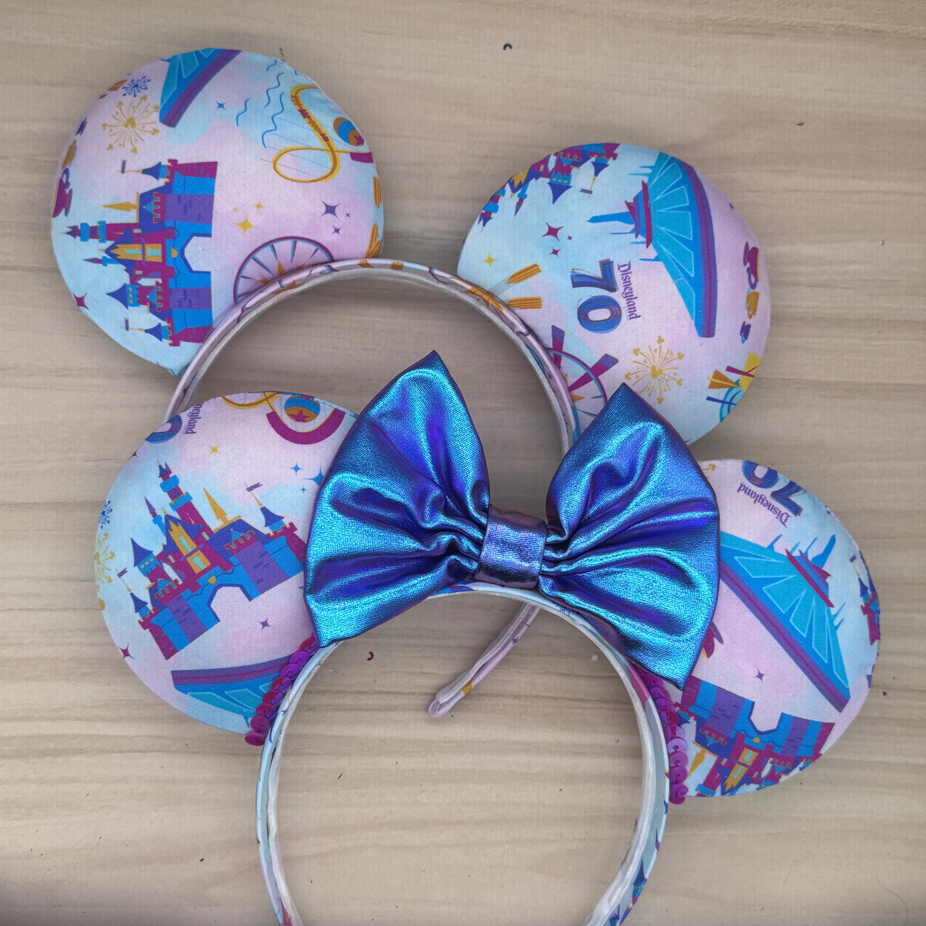 Disney Stitch Patterned Navy Minnie Ear Headband with Ivory Satin Bow Amazon.com: Seamoy Pink Stitch Headband, Minnie Ears, for  main image 2