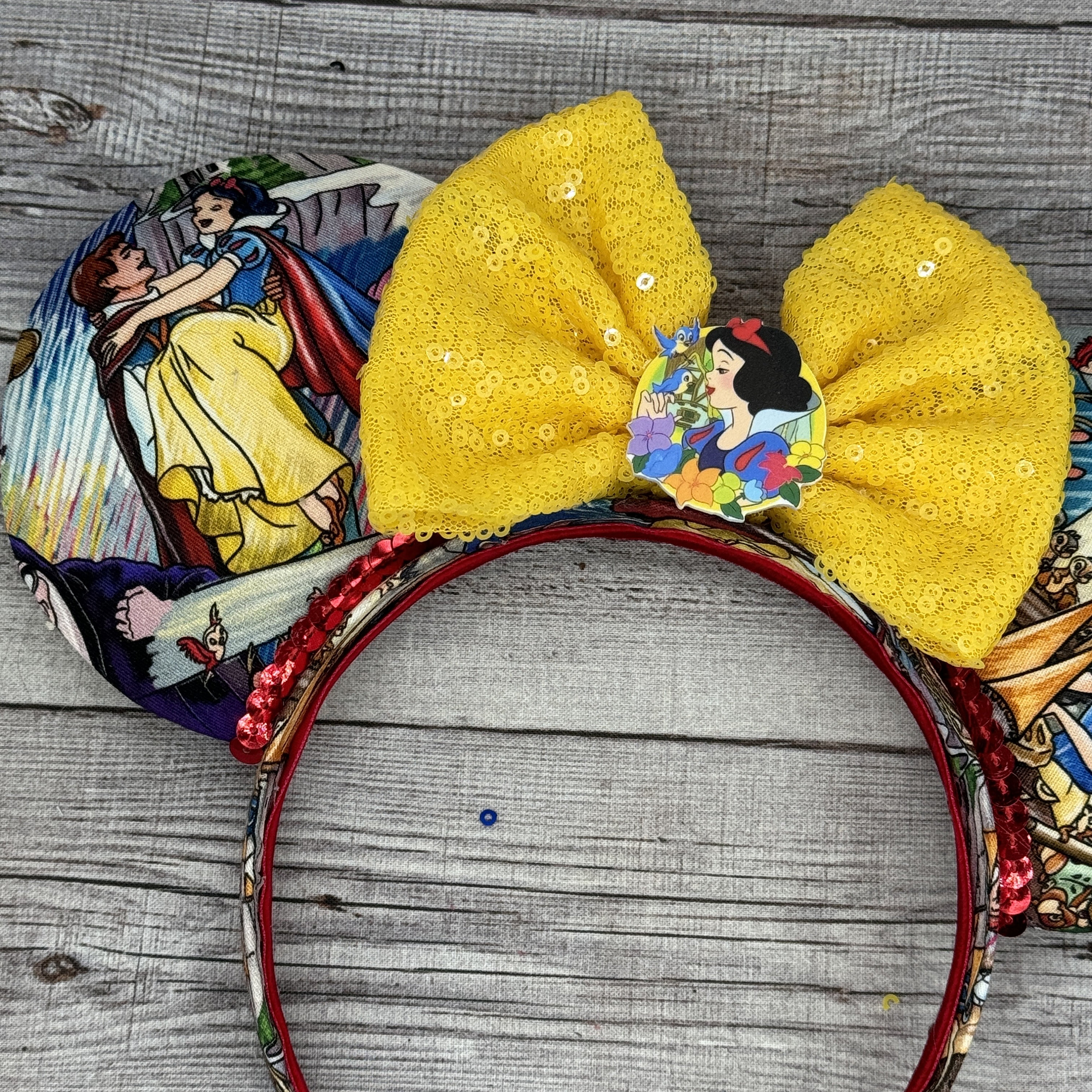 Women Snow White blue Polyester Sequin Bow Mickey Mouse Headband Hair Accessory new-blue-sequin-mickey-ears-  main image 2