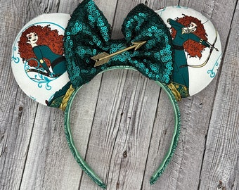 Merida Brave Ears - Scottish, Princess, Minnie, Mouse, , Bear, Archer, Deluxe Options, Irish, Scottish, Plaid, Bow and Arrow