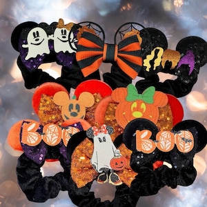 Halloween Scrunchies- pumpkin, ghosts, spider web, hocus pocus