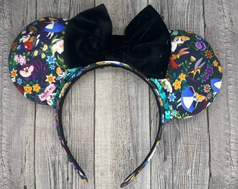 Alice in wonderland Mouse Ears - Minnie, Mouse, , fantasyland, white rabbit, princess,tea, mad hatter