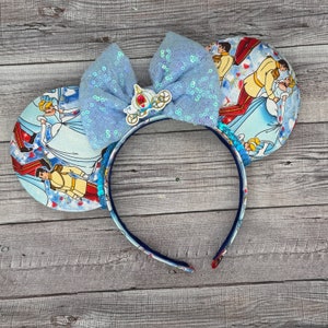 Cinderella & Prince Charming Minnie Ears - glass slipper, midnight, prince charming, pumpkin, midnight, fairy godmother