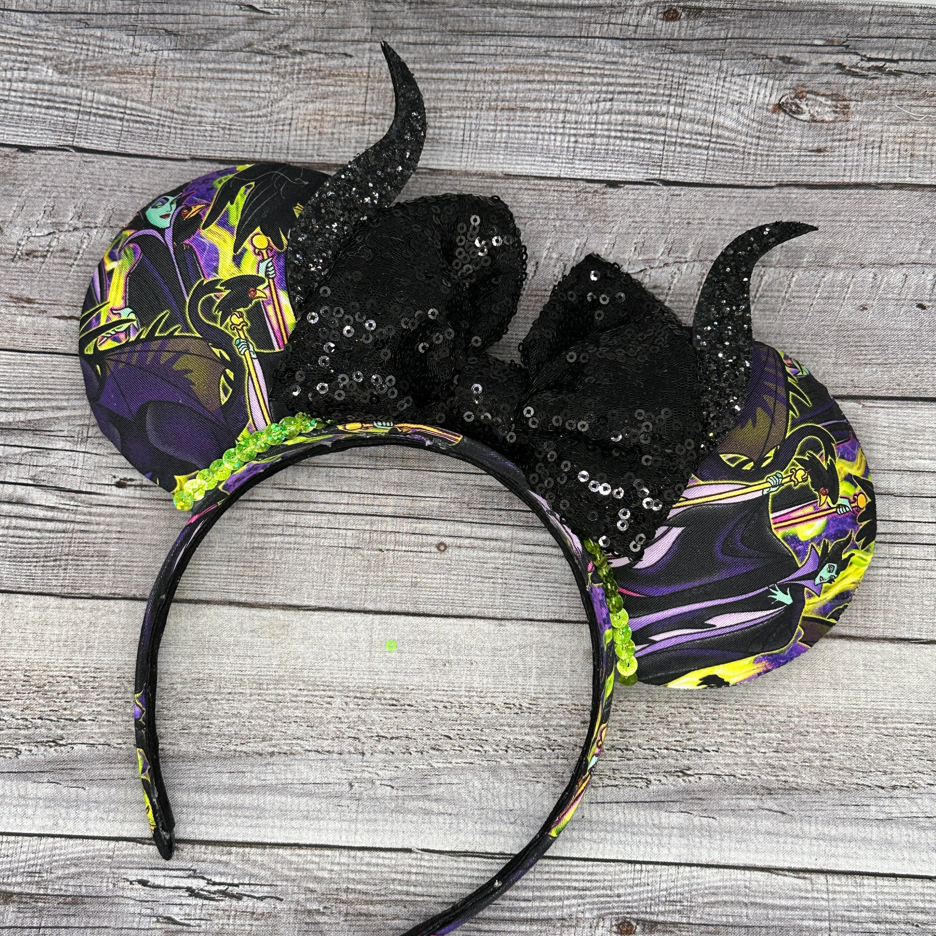 Disney Parks Sleeping Beauty Maleficent Horned Minnie Ear Headband Amazon.com: Seamoy Sequin Mouse Ears Headband,Halloween Mice  main image 3