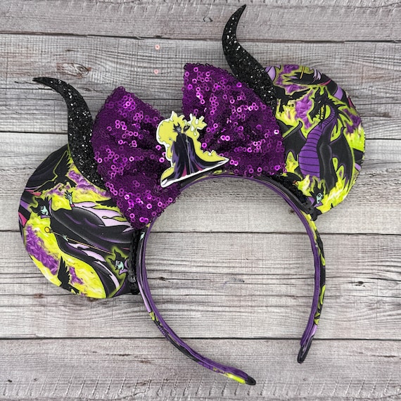 Maleficent Mouse Ears: Queen of Evil, Purple Sequin Bow - Etsy