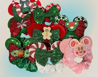 Christmas Mouse ear scrunchies