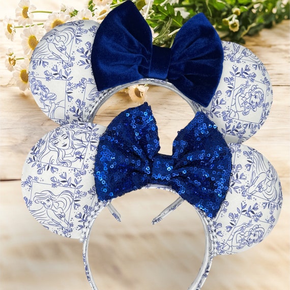 Handmade Blue Princess Pink Bow Sequin Mouse Ears Make It BLUE Make It PINK Mouse Ears Headband, Iridescent  main image 4