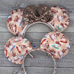Cookie Teacup Mouse Ears: Sequin Bow, Character Print