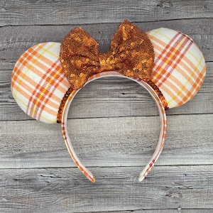 Autumn Flannel Plaid Mouse Ears - Minnie, Thanksgiving, Fall, Harvest, Halloween, Sunflower