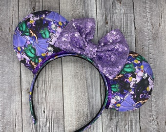 Ursula Vanessa Villain Ears - Minnie Mouse, halloween, ariel, little mermaid, octopus, flotsam and jetsam