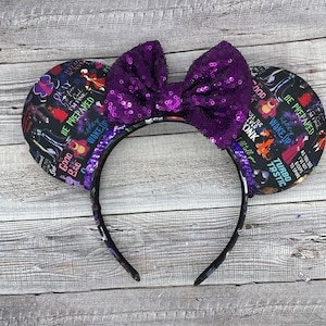 Villain Quote Mouse Ears - Epcot, Minnie, Mouse, Ursula, Hades, Facilier, Maleficent, Evil Queen, Hook, Halloween