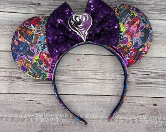 Descendants Mouse Ears - Mal, Descendants 2, 3, Carlos, Disney Channel, Jay, Evie, villains, Halloween