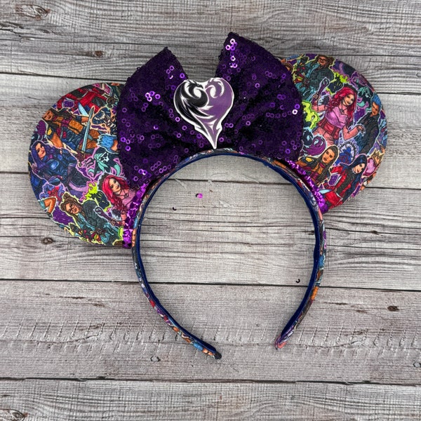 Descendants Mouse Ears - Mal, Descendants 2, 3, Carlos, Disney Channel, Jay, Evie, villains, Halloween