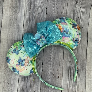 Geometric Stitch Mouse Ears - Minnie, A'ulani Mouse, Lilo, Blue, , Disneyland, Hawaii