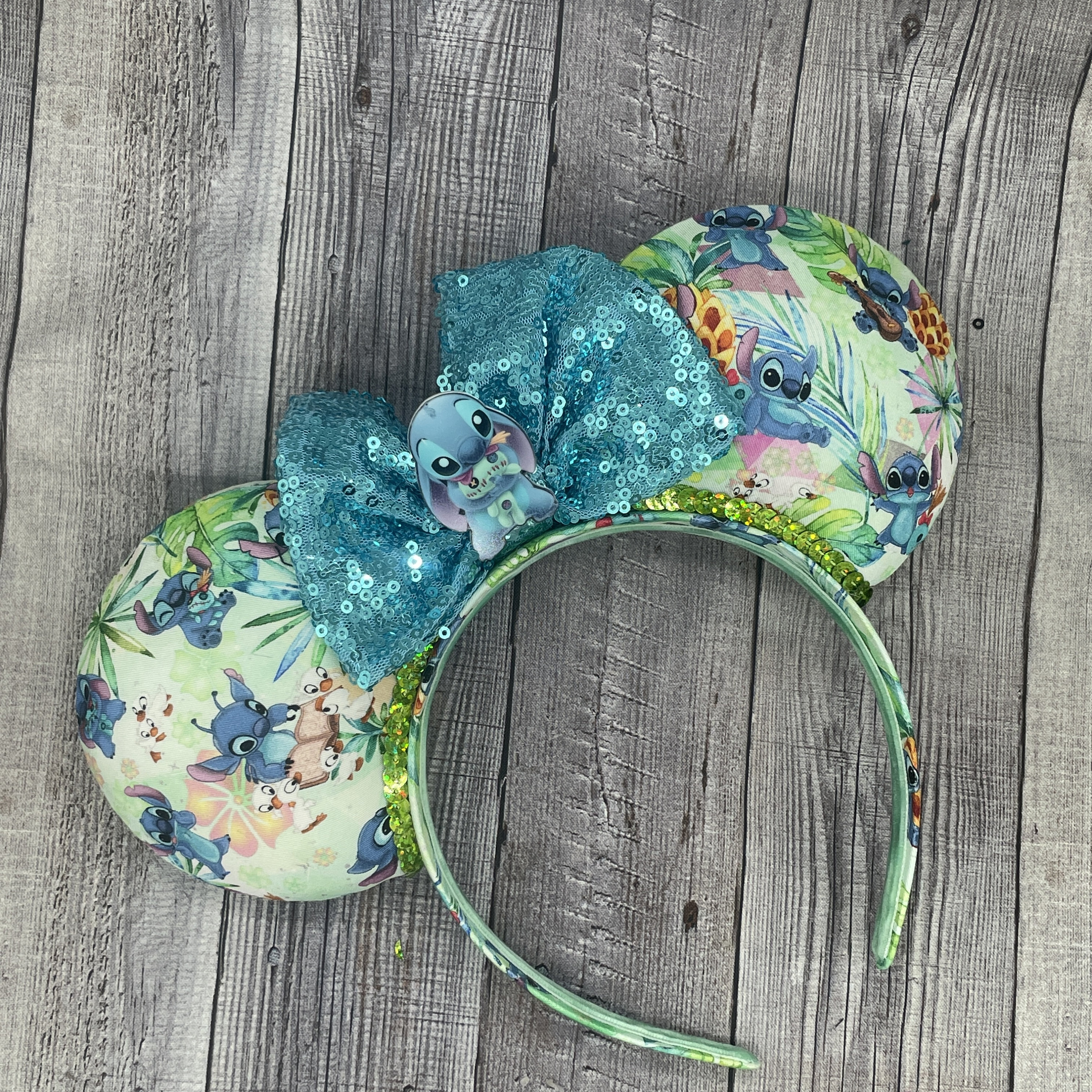 Disney Inspired Handmade STITCH Blue Sequins Ears - NWOT Stitch | Lilo & Stitch | Fluffy Mouse Ears - Etsy main image 2