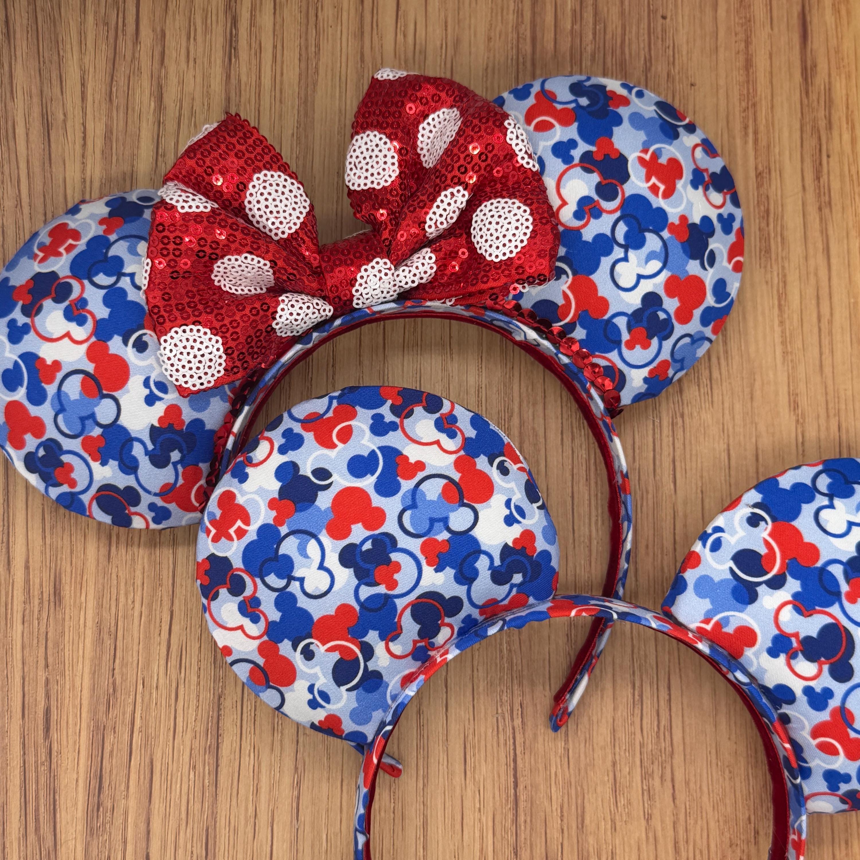 Disney Red and Blue Lion Dance Mickey Ear Headband Minnie Mouse Ears, Disneyland Ear, Mickey Mouse 4th of July  main image 3