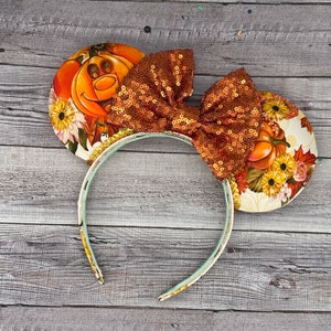 Orejas de ratón de calabaza de otoño - Minnie, Acción de Gracias, Otoño, Cosecha, Halloween, Girasol