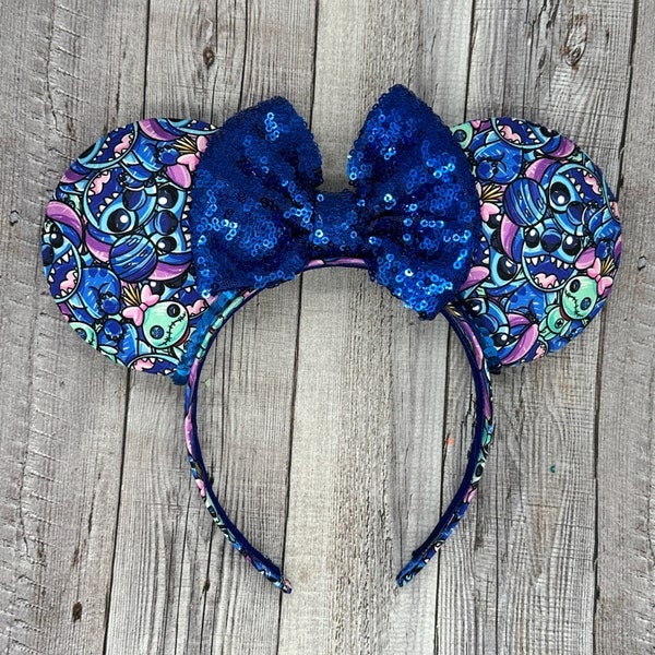 Scrump & Stitch Mouse Ears - Minnie, A'ulani Mouse, Lilo, Blue, , Disneyland, Hawaii