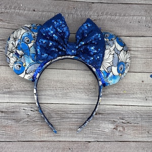 Blue Bird cinderella Minnie Ears - glass slipper, midnight, prince charming, pumpkin, midnight, fairy godmother