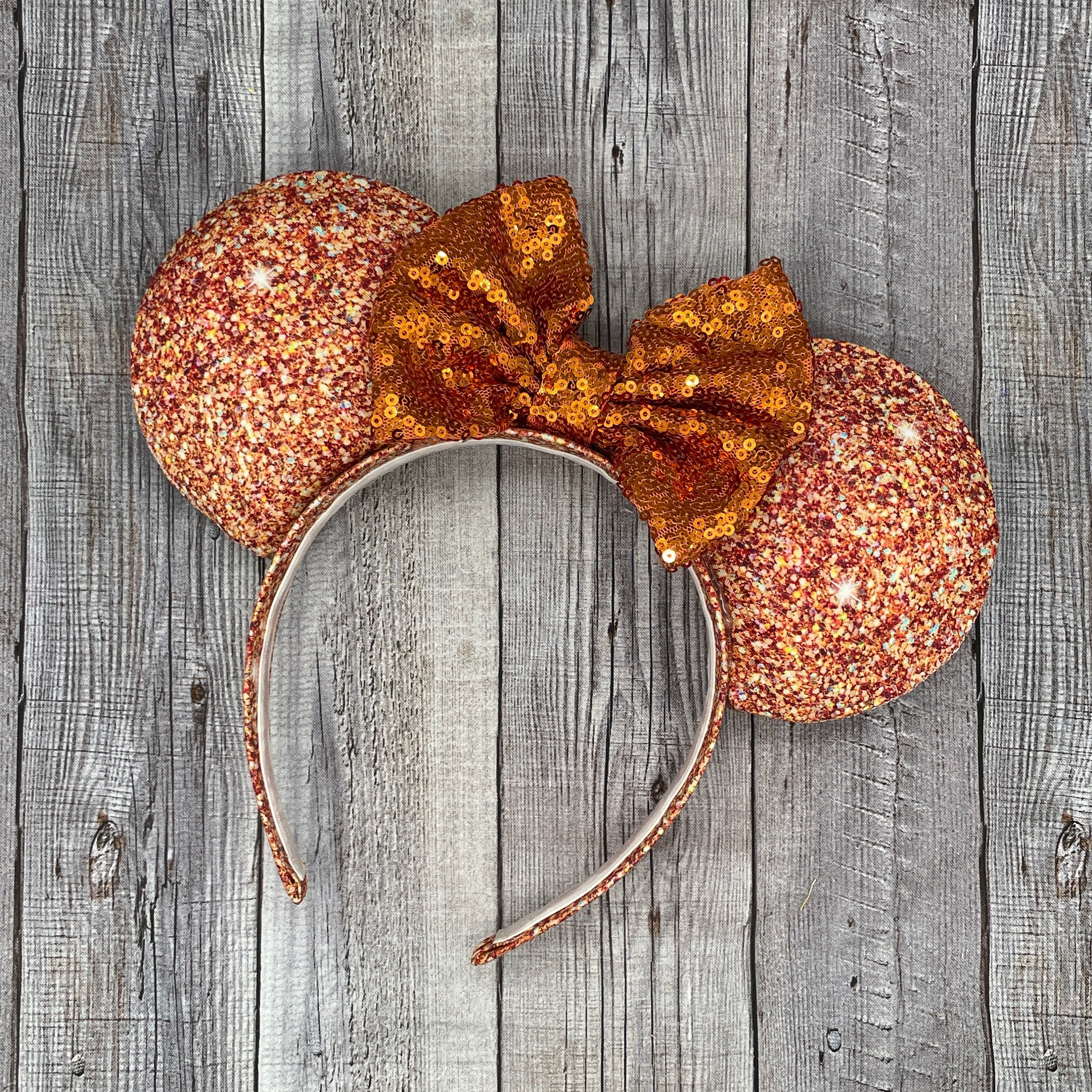 Orange Faux Glitter Mouse Ears - Minnie, Mouse, , Birthday  display picture 1