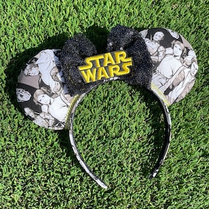 Space Wars Classic characters Mouse Ears - Han Solo, Boba Fett, R2D2, C3P0, Leia, Luke, Darth Vader, Chewbaca, Minnie, Mouse, disney