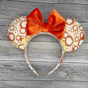 Orejas de ratón de calabaza de Minnie de otoño: Minnie, Acción de Gracias, Otoño, Cosecha, Halloween, Girasol