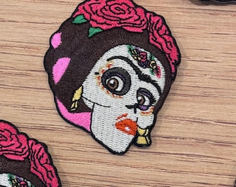 Naszywka Frida Sugar Skull Iron on Patch - Pixar, Spirit Animal, Jacket, Backpack, Hat, COCO Kahlo Skeleton 2026 DLAND