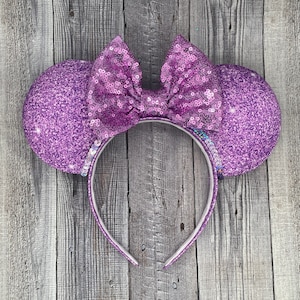 Purple Glitter Mouse Ears - Minnie, Mouse, , Birthday, Magic Kingdom