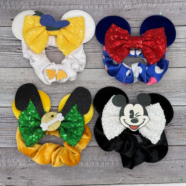 Mouse ear scrunchies - Pluto, Mouse, Donald, Polka Dots