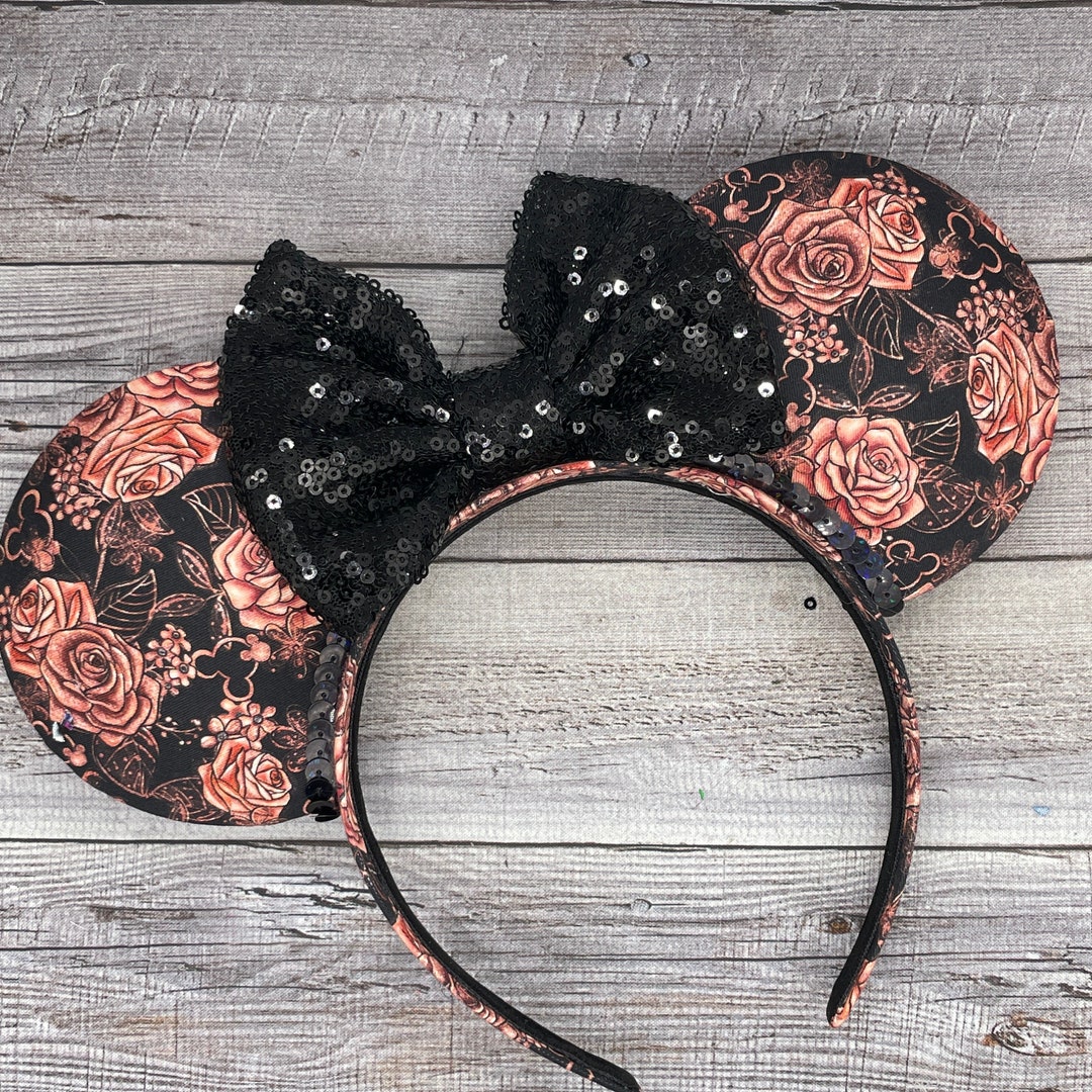 Black Rose Gold Minnie Mouse Ears Minnie Mouse Gold Bow - Etsy