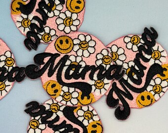 Naszywka do prasowania Mama Retro Flower - kurtka, plecak, czapka mom club DLAND