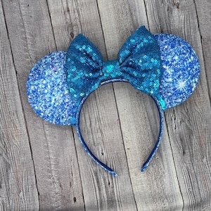Blue Glitter Mouse Ears - Minnie, Mouse, , Birthday, Magic Kingdom