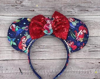 Ready to Ship -  Ariel Mouse Ears - Minnie, Prince Eric, Ursula, Sebastian, Princess, land, Magic Kingdom, Disney, Mouse, Little Mermaid