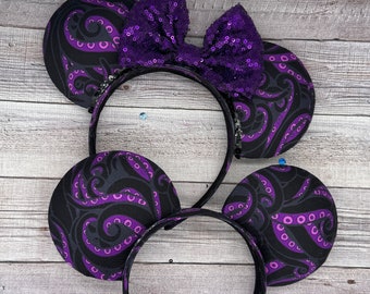 Ursula Tentacle Ears - Minnie Mouse, halloween, ariel, little mermaid, octopus, flotsam and jetsam