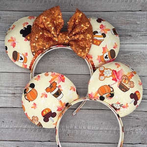 Pumpkin Spice Fall Snacks Mouse Ears - Minnie, Thanksgiving, Fall, Harvest, Halloween, Sunflower, Pooh, Castle, Leaves