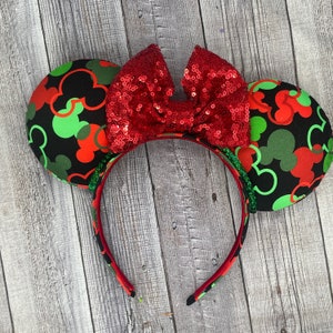 Mouse Holiday Confetti Ears - Minnie Mouse, Mickey, Xmas, lights, , merry Christmas, green, red, wreath, Flannel, Olaf, Holiday