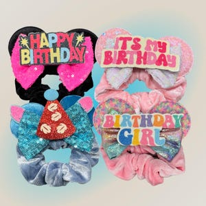 Birthday Mouse ear scrunchies