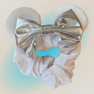 White and Silver Mouse ear scrunchies - Disney mickey