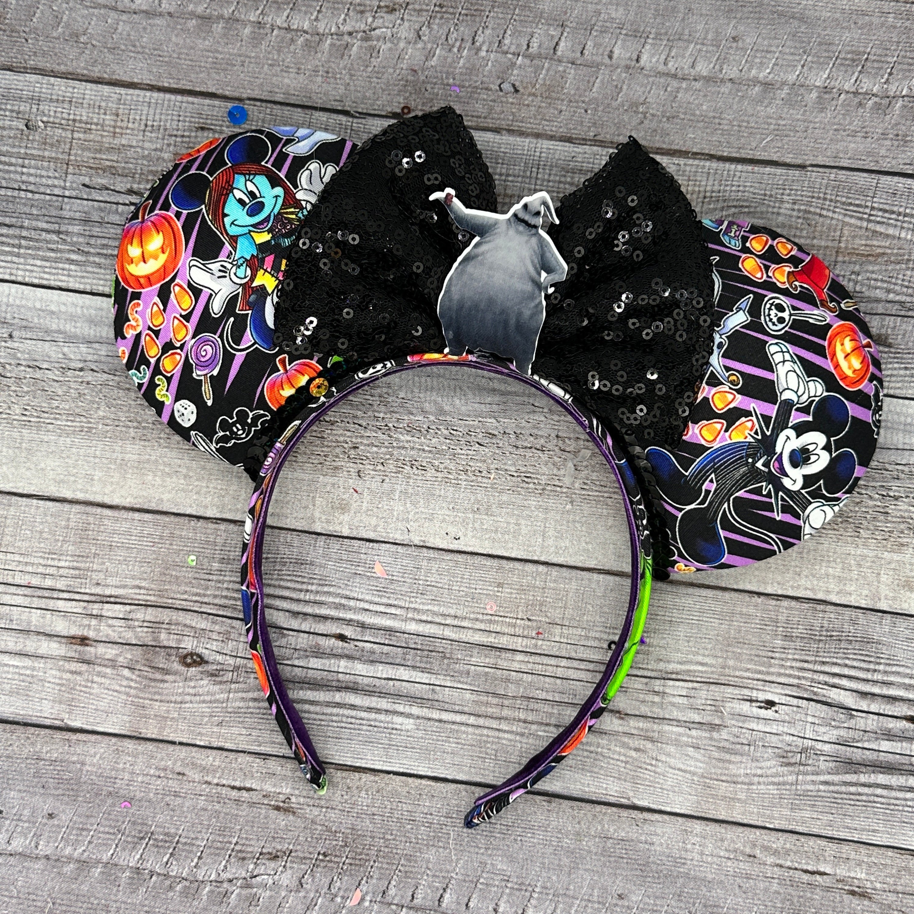 Custom Nightmare Before Christmas Mouse Ears Oogie Boogie Jack Sally Sequin Disney Ears Nightmare Before Christmas Ears Jack and Sally  main image 4