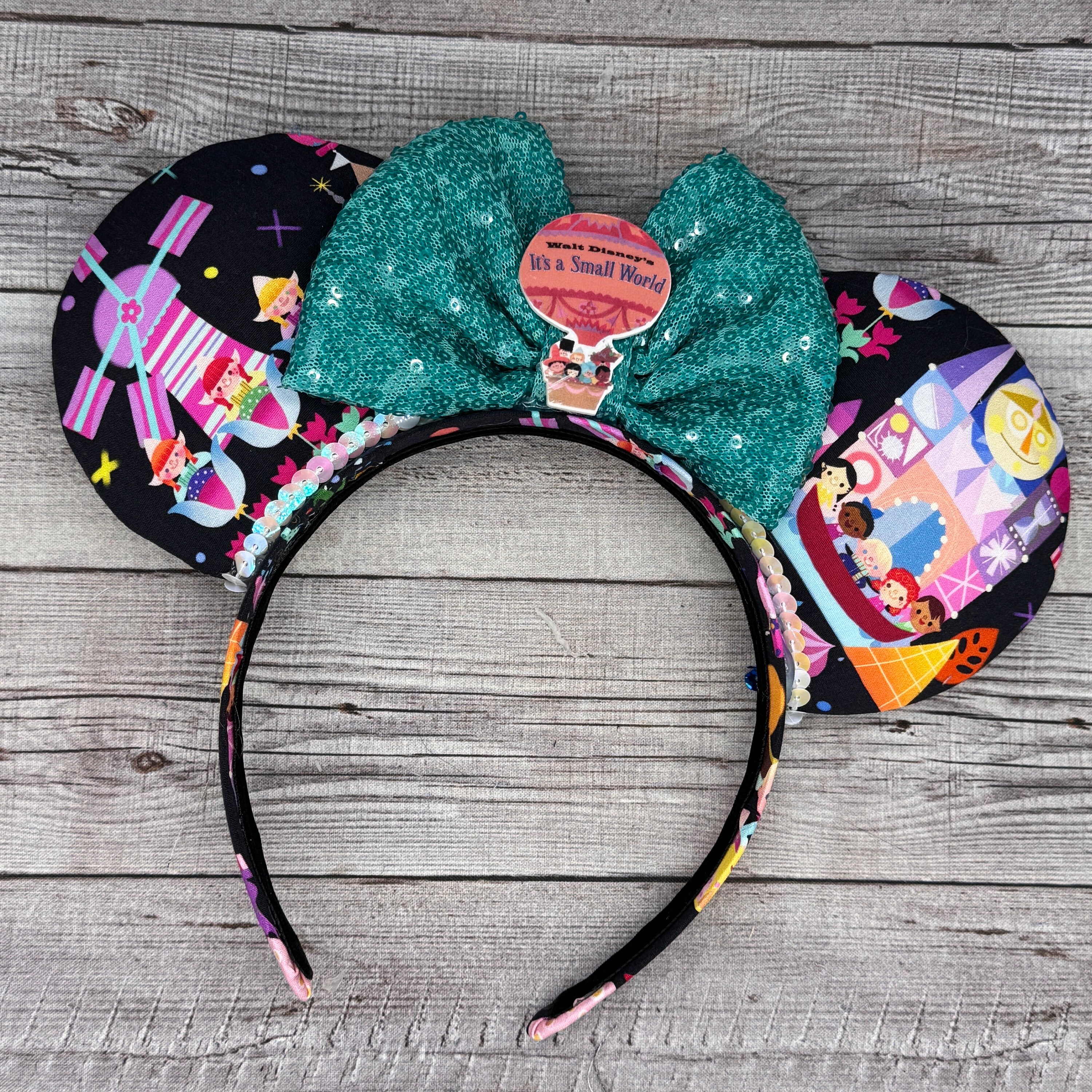 NWOT Tokyo Disney It’s A Small World Sequin Mickey Minnie Mouse Ears Headband Tokyo Disneyland japan disney Pink sequined heart minnie  main image 2