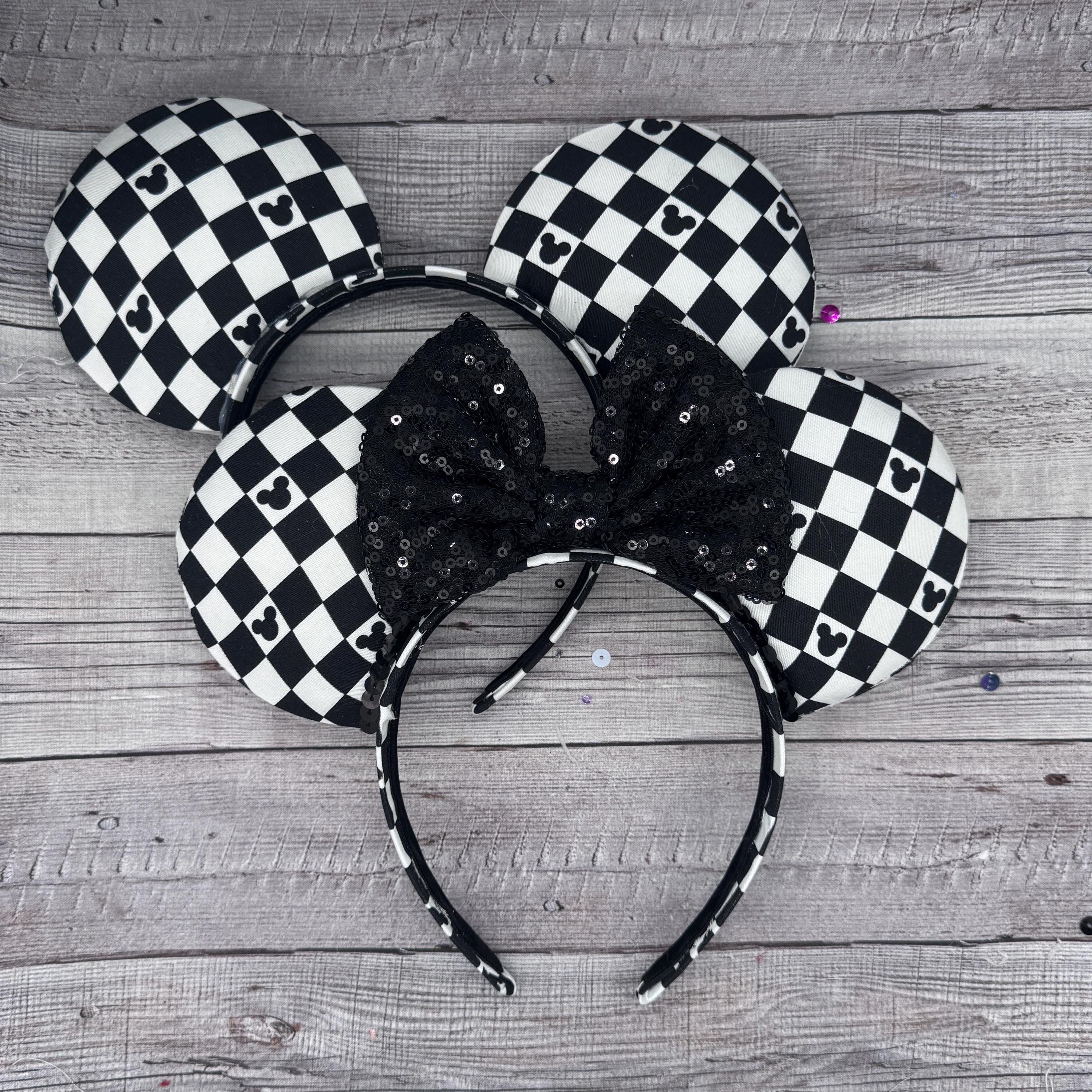 Disney Black and White Checkered Minnie Ears Checkered Sherpa ears are here! • • • #checkered #minnieears  main image 4