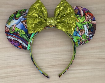 Orejas de ratón de Peter Pan: Never Grow Up, Neverland, Campanilla, Luces de hadas, Wendy, Garfio, Smee, Lost Boys, listas para enviar