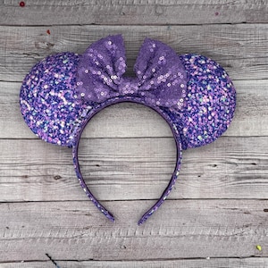 Dark Purple Glitter Mouse Ears - Minnie, Mouse, , Birthday, Magic Kingdom