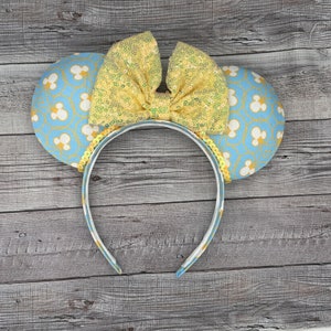 Blue and Gold Argyle Mouse Ears - classic disneyland, disney, Tea Party