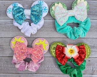 Mouse ear scrunchies - New Princess-Island Princess Elsa Tiana Rapunzel