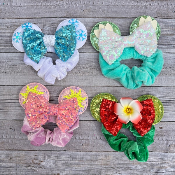 Mouse ear scrunchies - New Princess-Island Princess Elsa Tiana Rapunzel