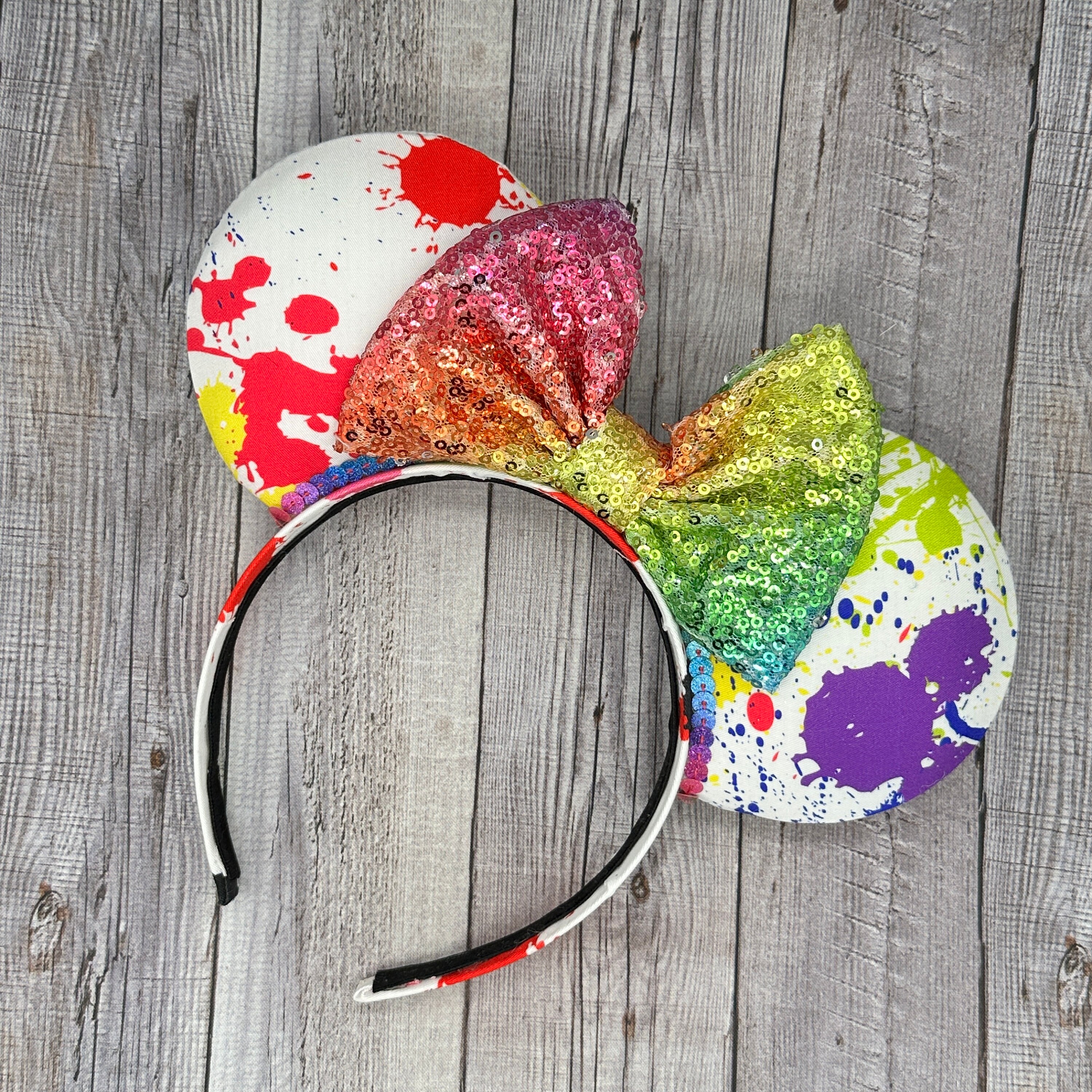 Blue Grey Wide Headband Bundle Paint Splatter Space Tie Dye Handmade NEW New Splatter Paint Headband / Festival of the Arts / Artsy  main image 2