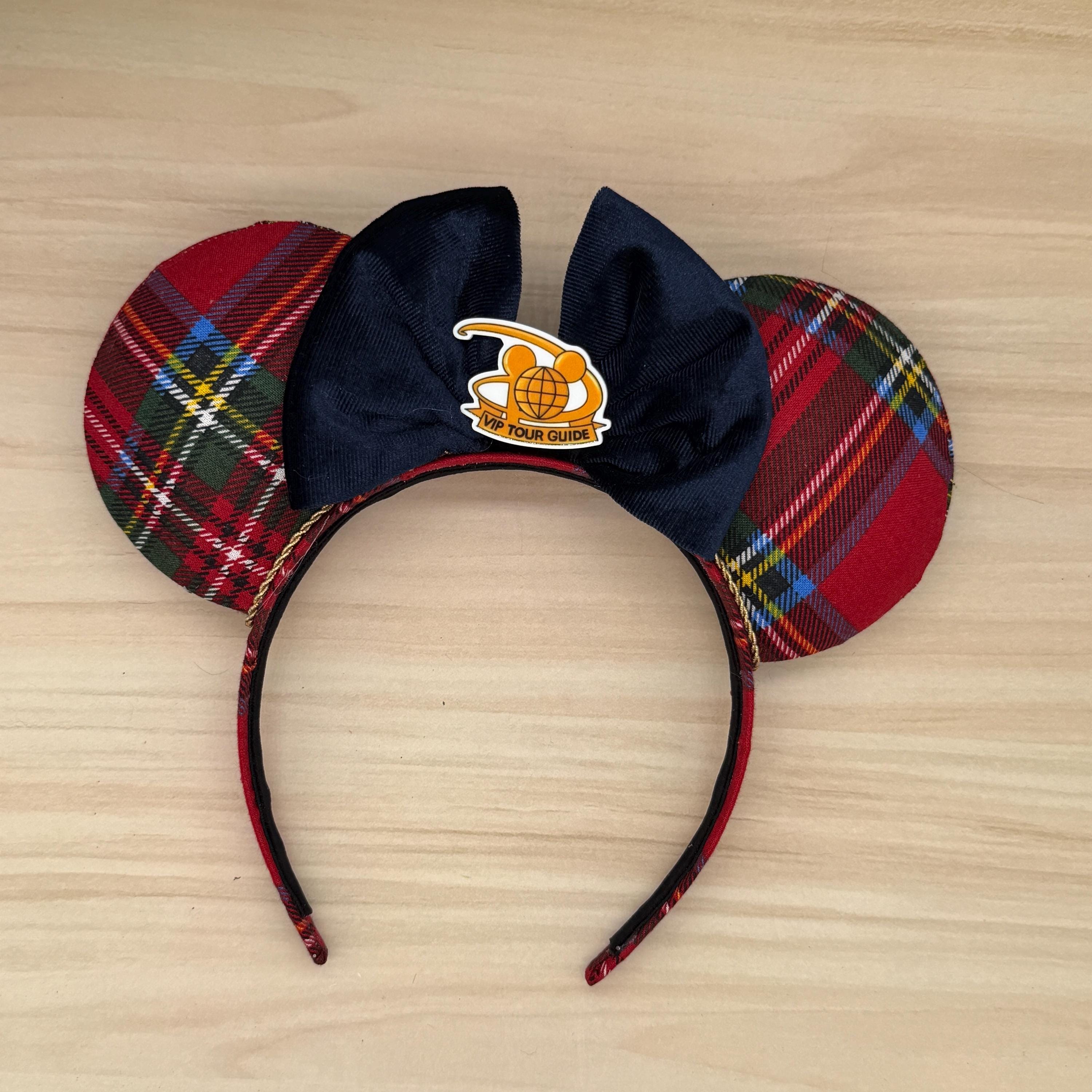 Authentic Shanghai Disney Parks Minnie Mouse Headband Red Plaid Velvet gemstone s-l1200.jpg main image 4